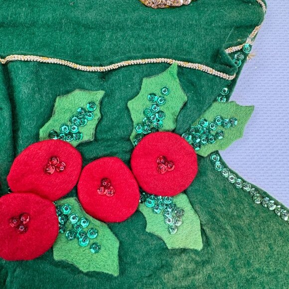 Vintage Handmade Felt Santa Wall Hanging Christmas Card Holder Sequins 23" Retro - Picture 8 of 12